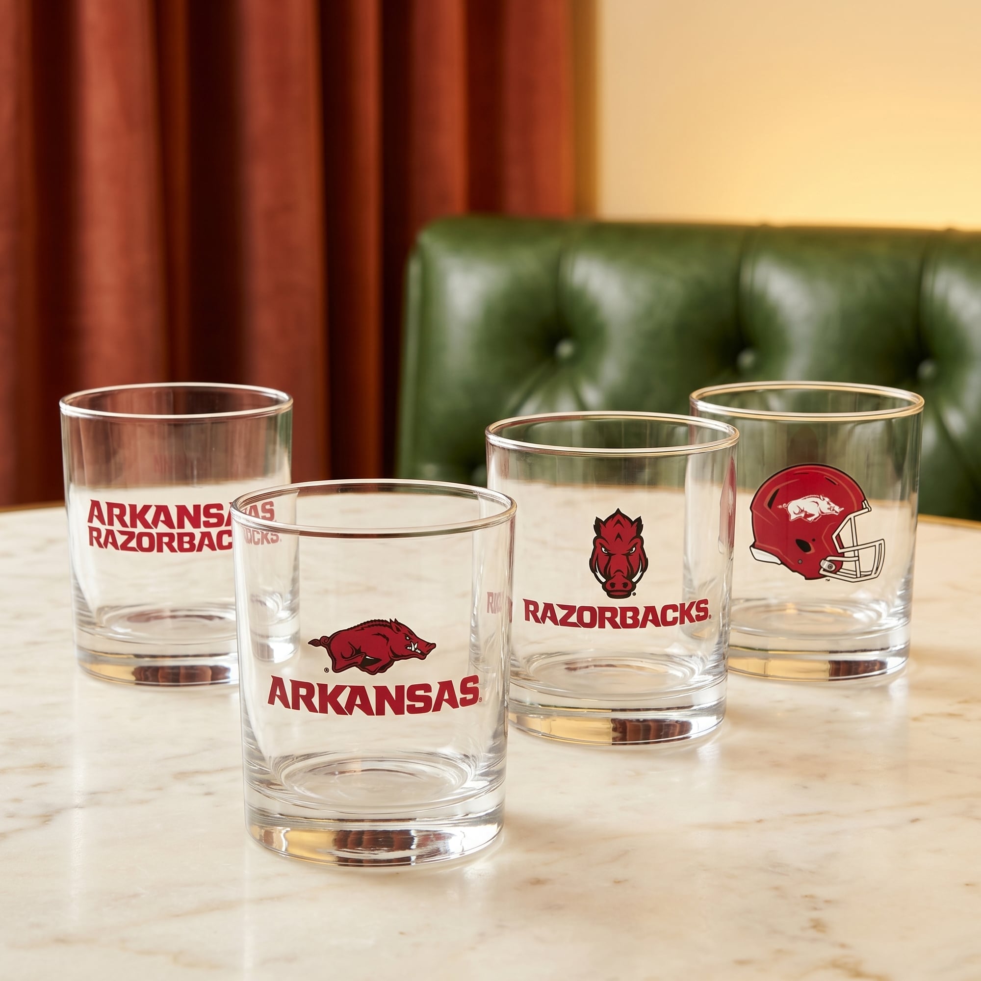 Coffret de 4 verres à whisky de collection Indigo Falls Arkansas Razorbacks