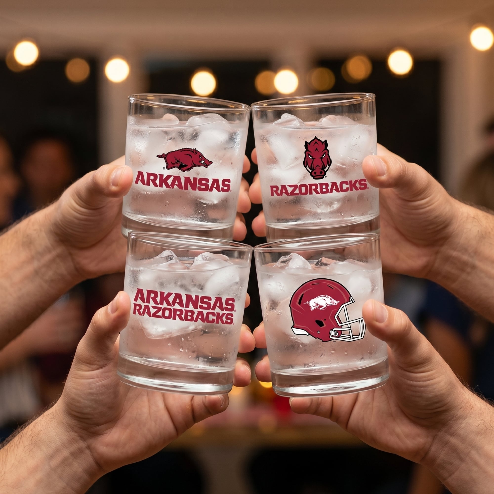 Coffret de 4 verres à whisky de collection Indigo Falls Arkansas Razorbacks