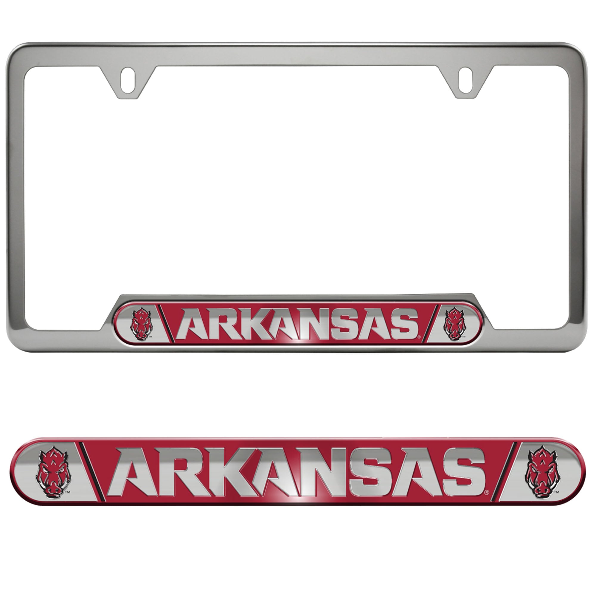 Cadre de plaque d'immatriculation en relief Logo Brands Arkansas Razorbacks