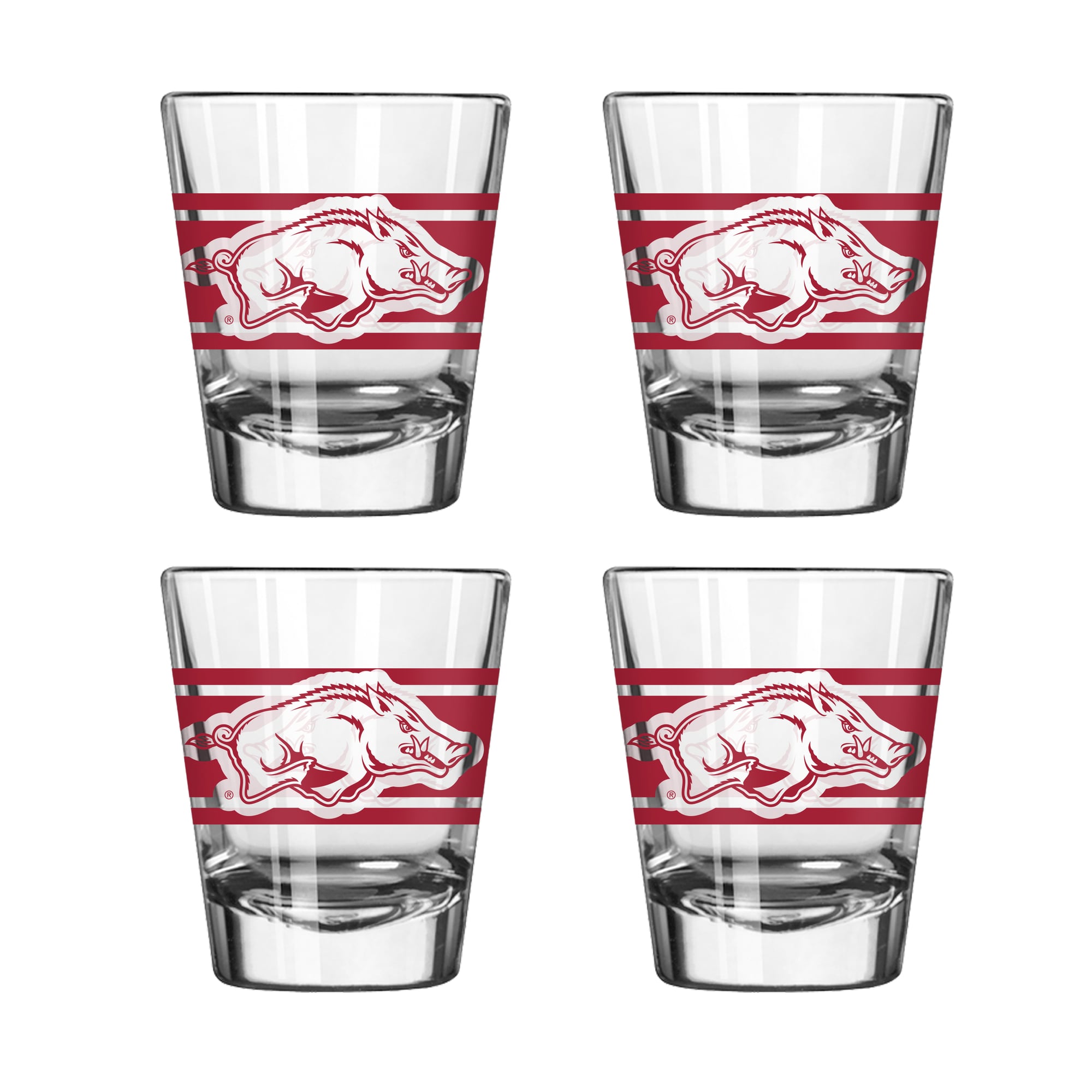 Ensemble de quatre verres à shot rayés Logo Brands Arkansas Razorbacks
