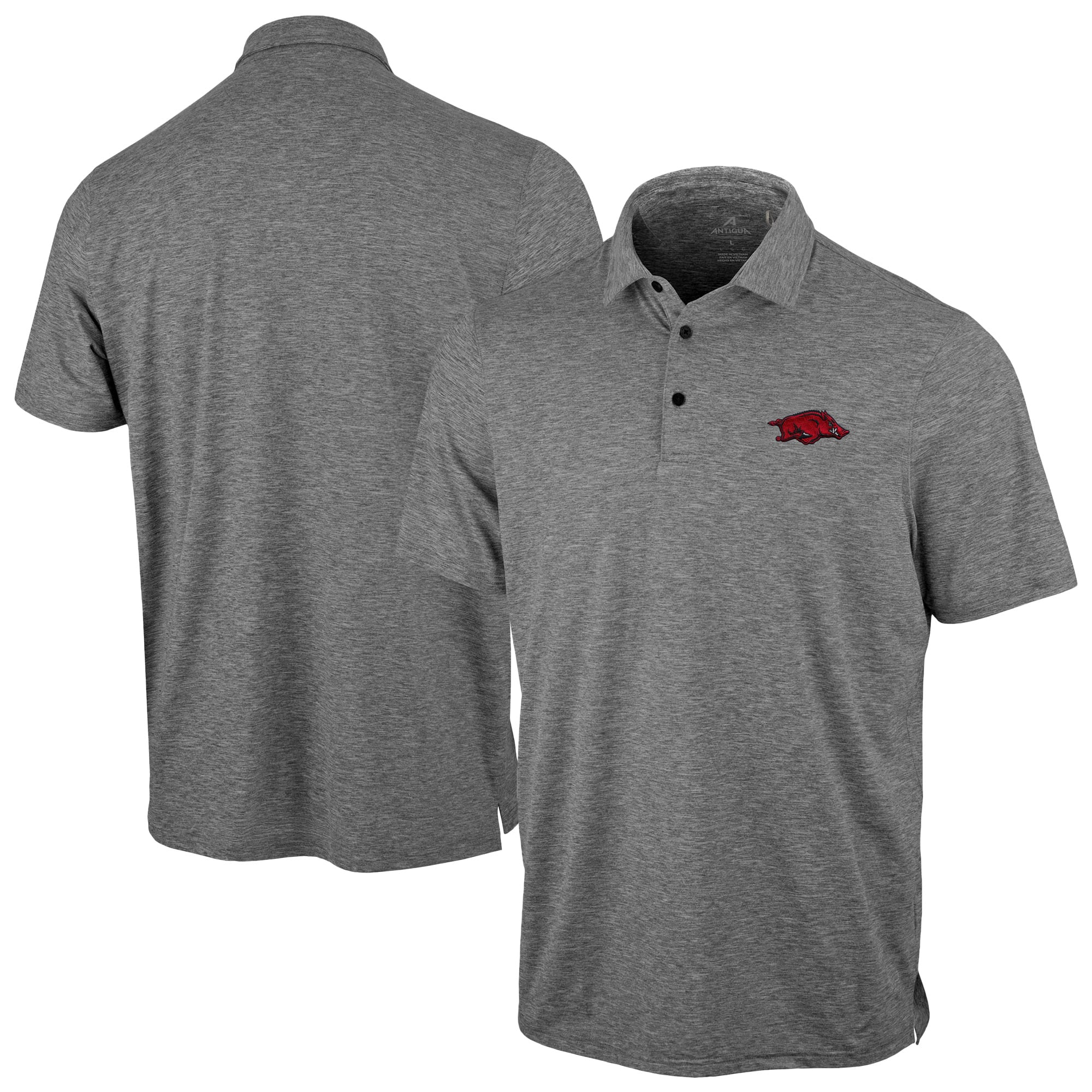 Polo statique Antigua Heather Black Arkansas Razorbacks pour homme
