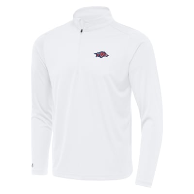 Arkansas Razorbacks Antigua Patriotic Logo Tribute Quarter-Zip Pullover - White
