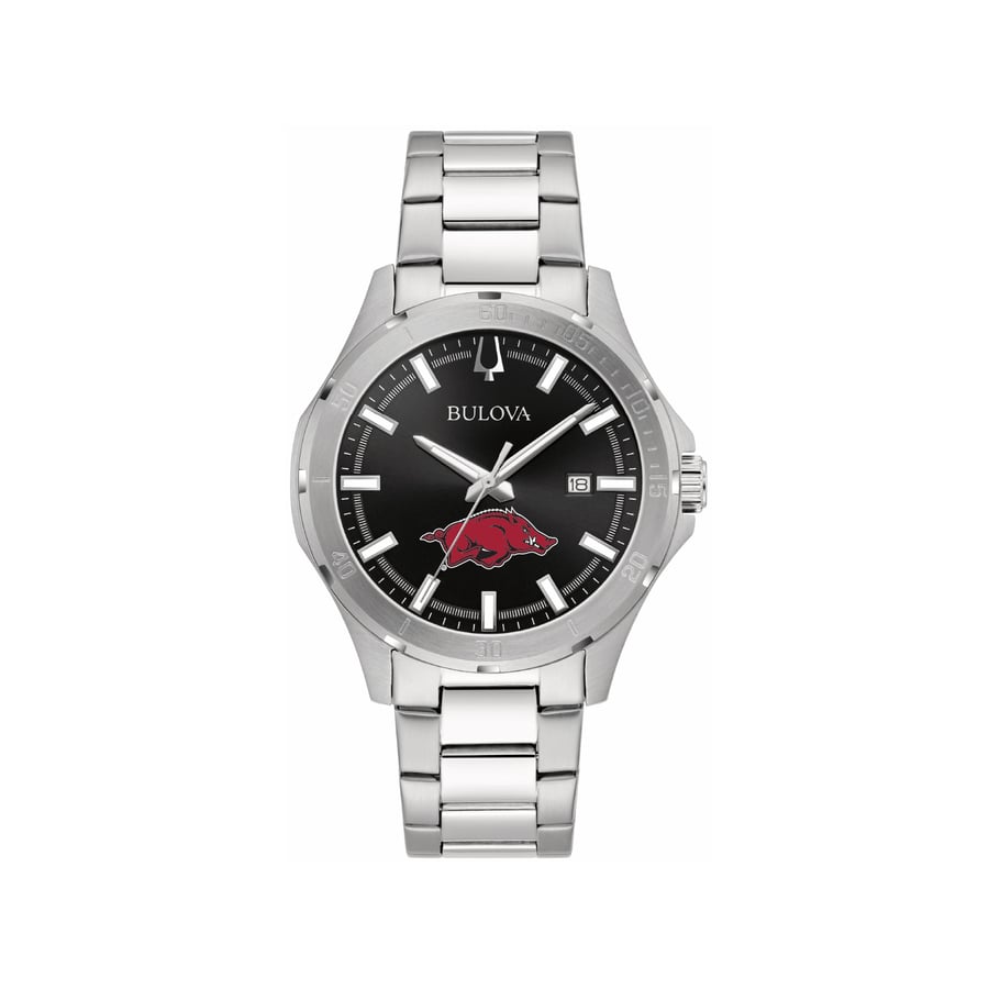 Arkansas Razorbacks Watch Men's Bulova Black Arkansas Razorbacks Stainless Steel Classic Sport Watch