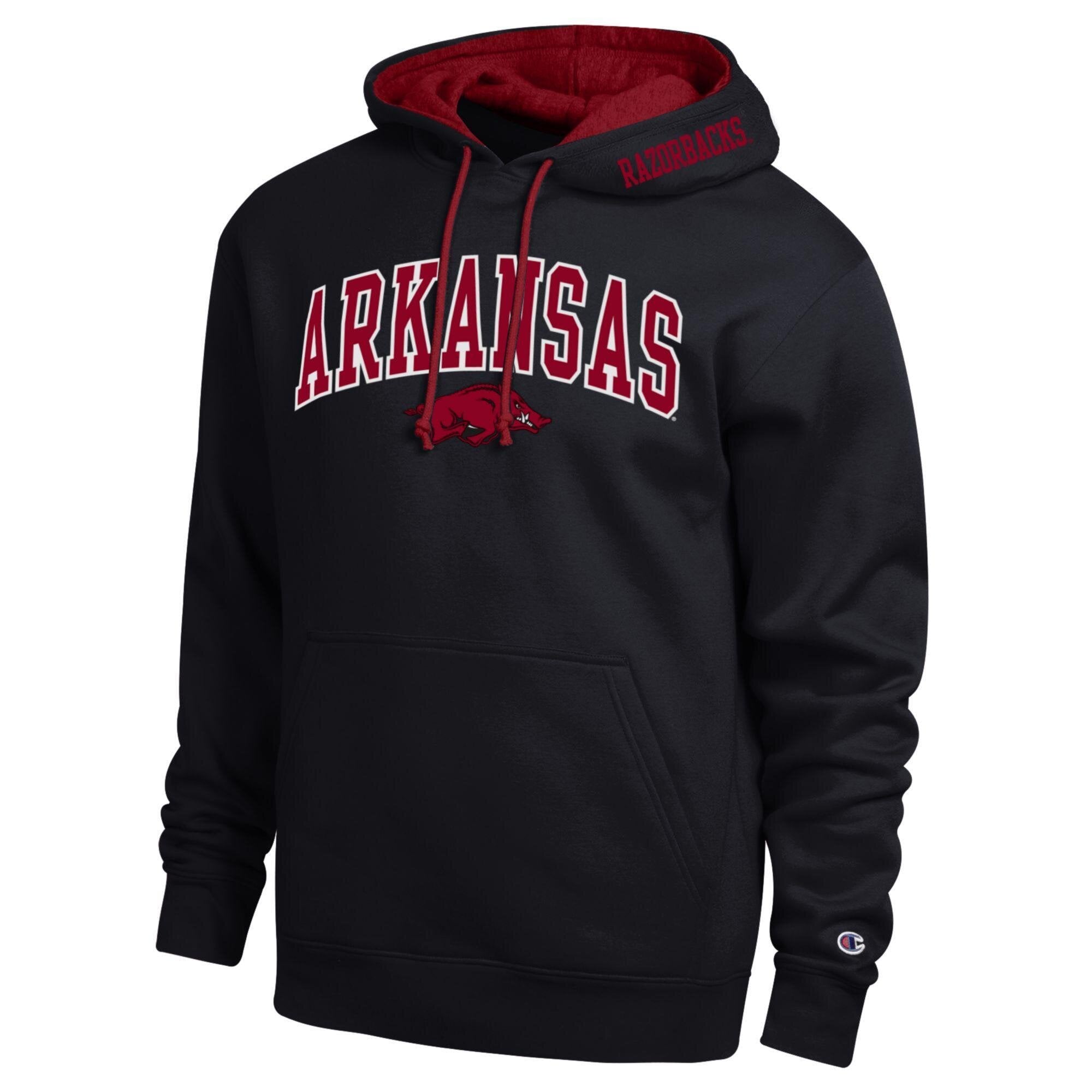 Sweat à capuche en sergé noir Champion Arkansas Razorbacks pour homme