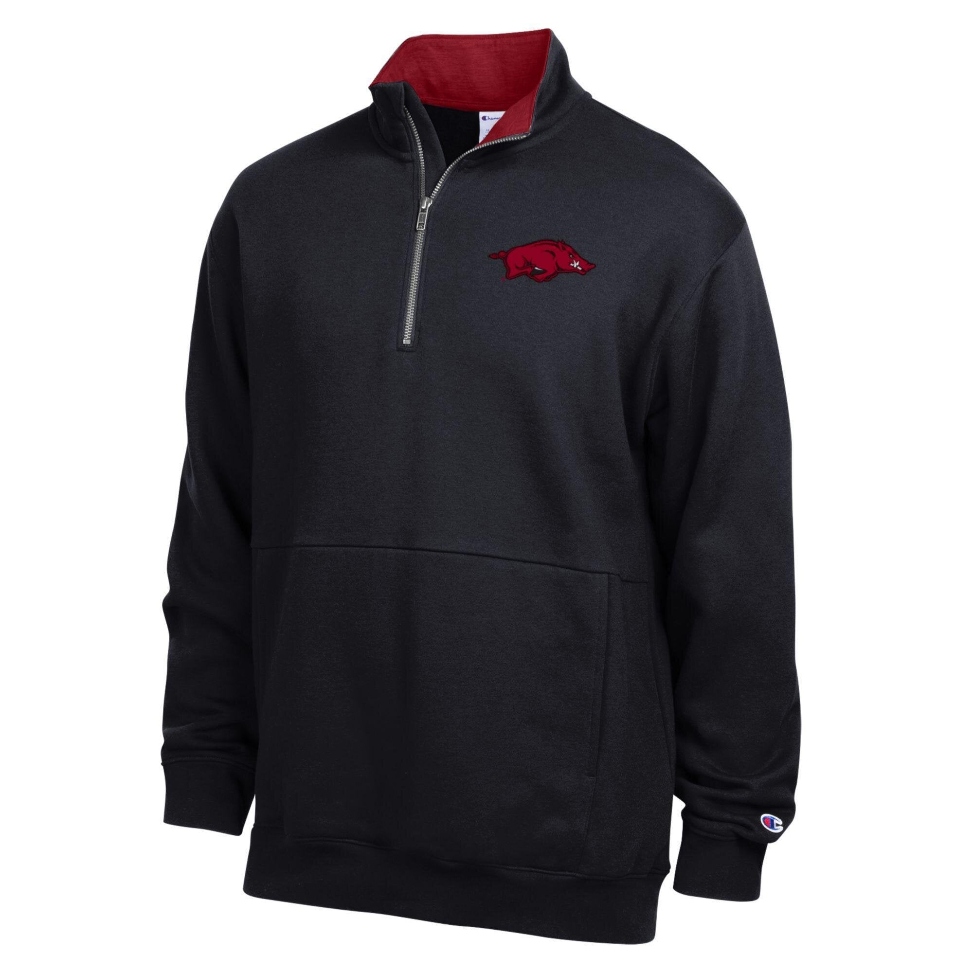 Men's Champion Black Arkansas Razorbacks Fleece Quarter-Zip Pullover