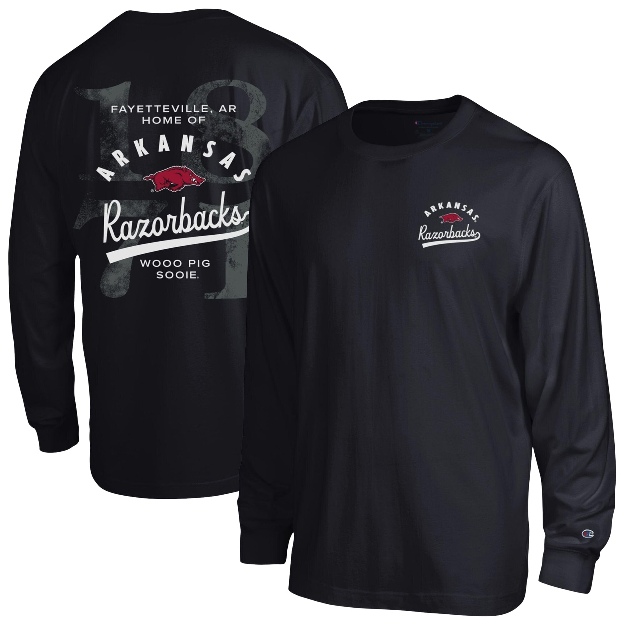 T-shirt à manches longues plastifié Champion Black Arkansas Razorbacks All-Star pour homme
