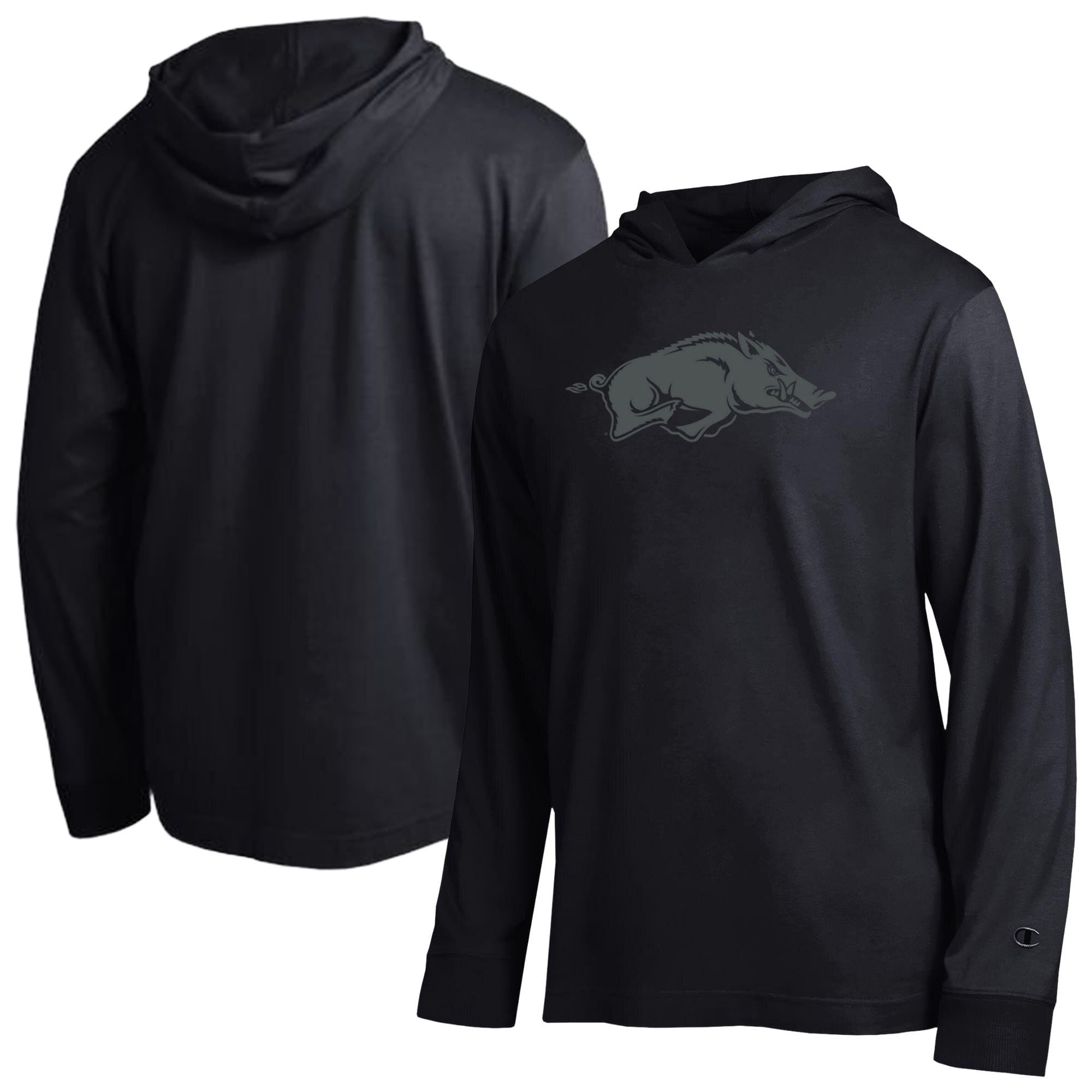 T-shirt à capuche manches longues Champion Black Arkansas Razorbacks Tonal All-Star pour homme