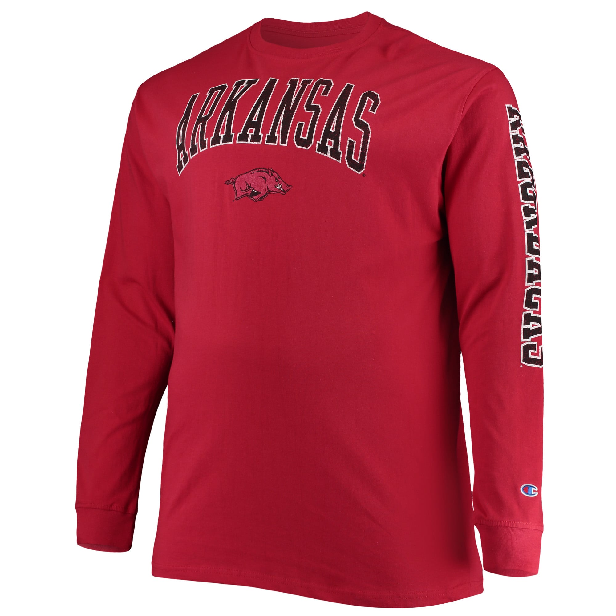 T-shirt à manches longues Champion Cardinal Arkansas Razorbacks pour hommes, grandes tailles, logo en arc sur le dessus