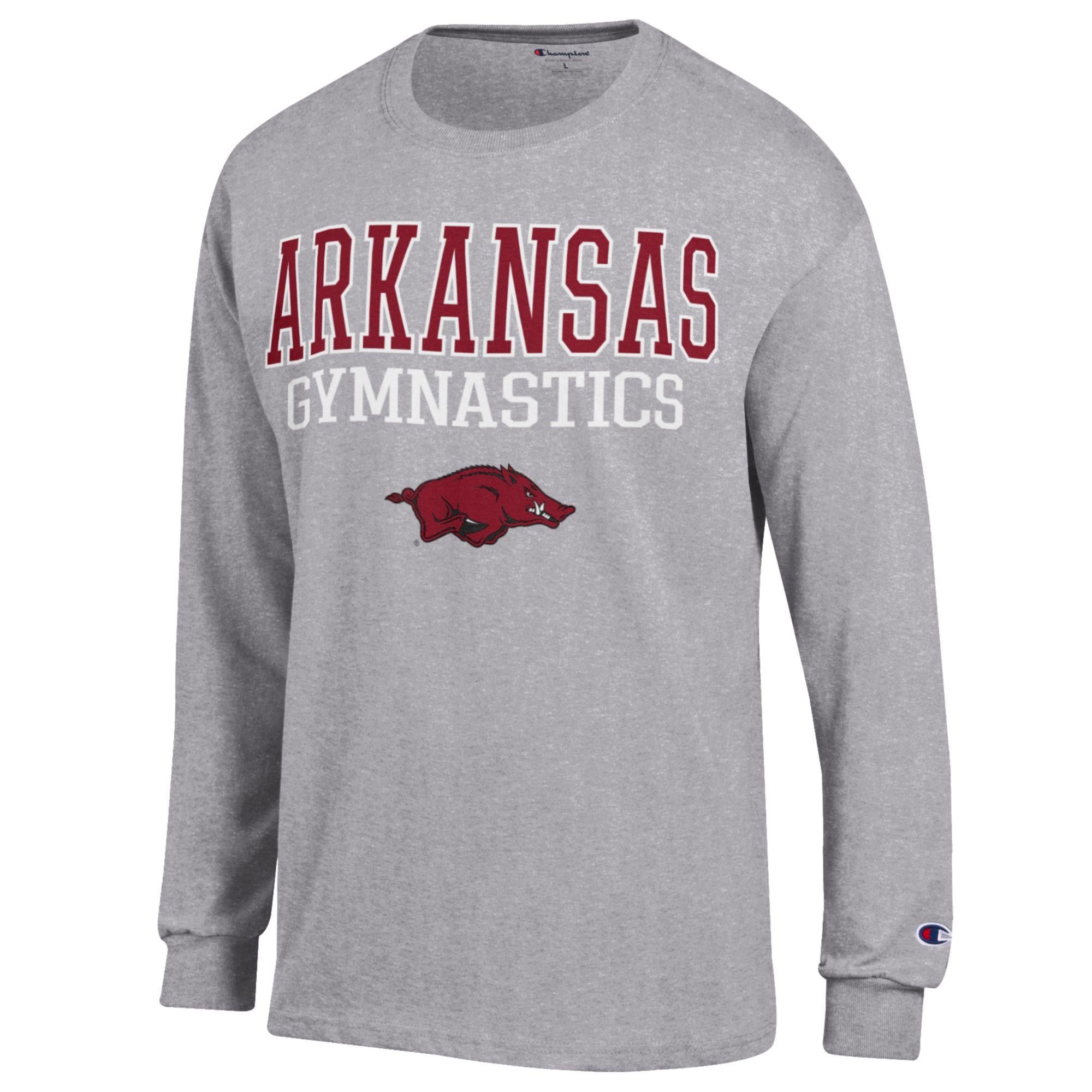 T-shirt à manches longues Champion Gray Arkansas Razorbacks Gymnastics Stack pour homme
