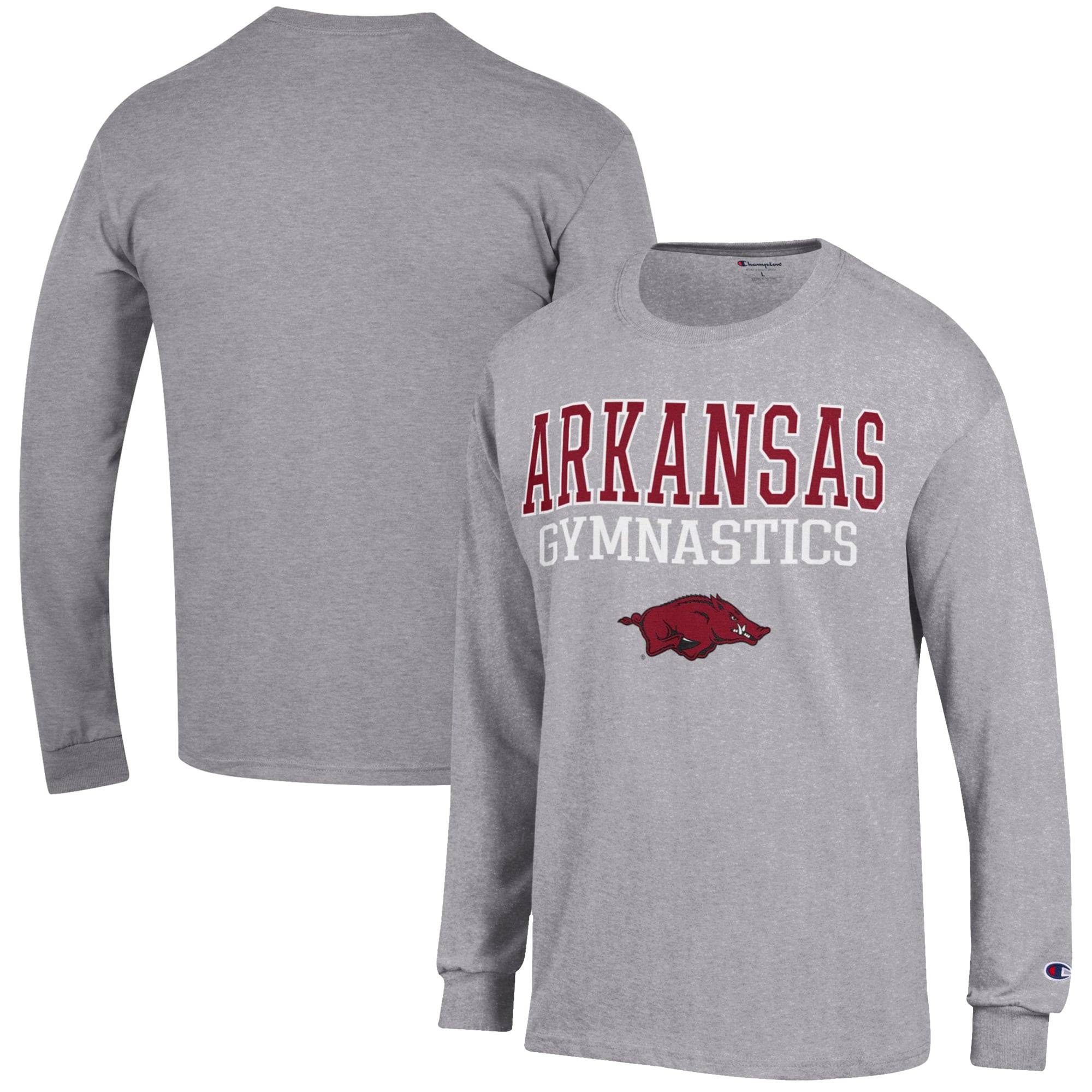 T-shirt à manches longues Champion Gray Arkansas Razorbacks Gymnastics Stack pour homme