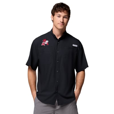 Arkansas Razorbacks Columbia Tamiami Omni-Shade Button-Down Shirt - Black