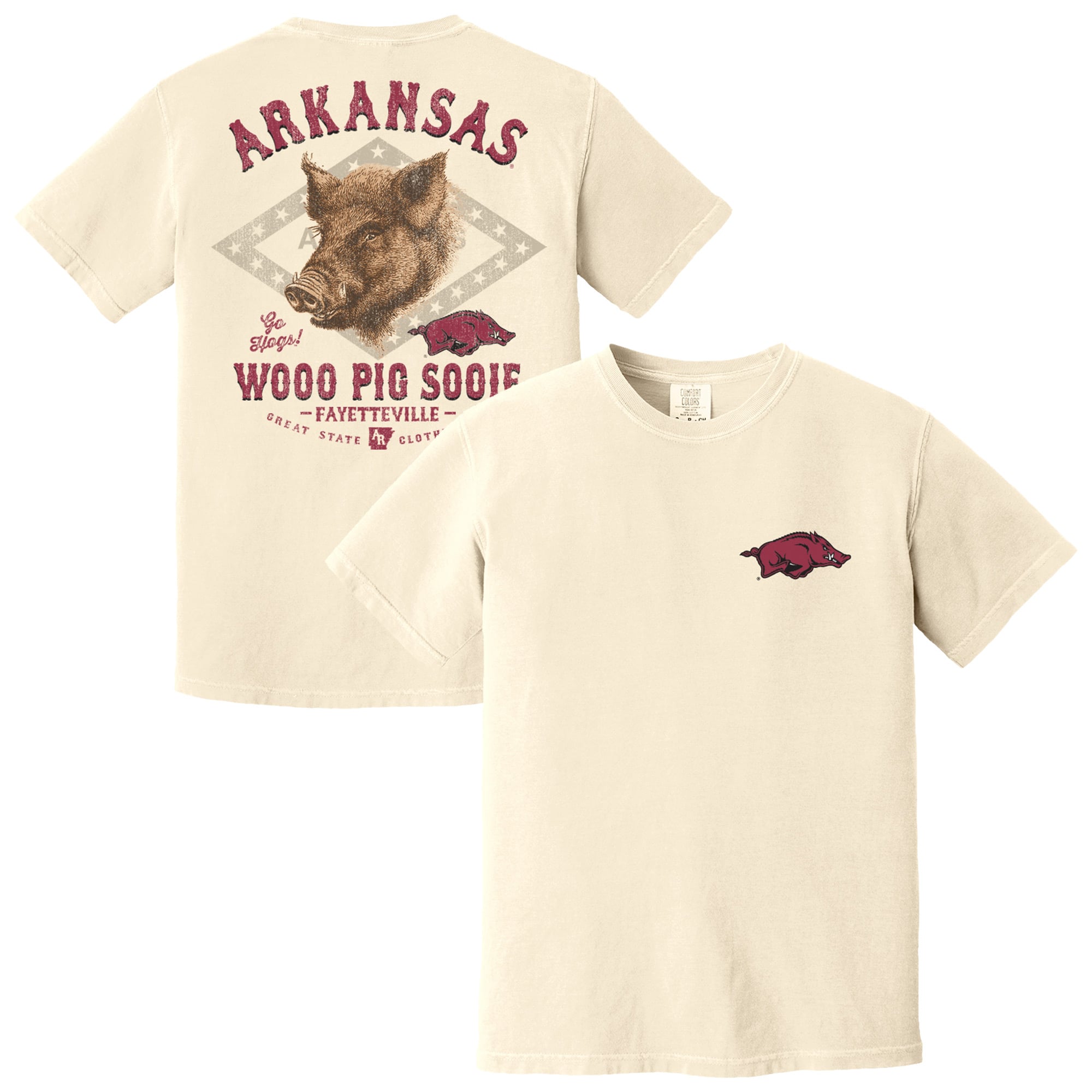 Men's  Cream Arkansas Razorbacks Vintage Mascot T-Shirt
