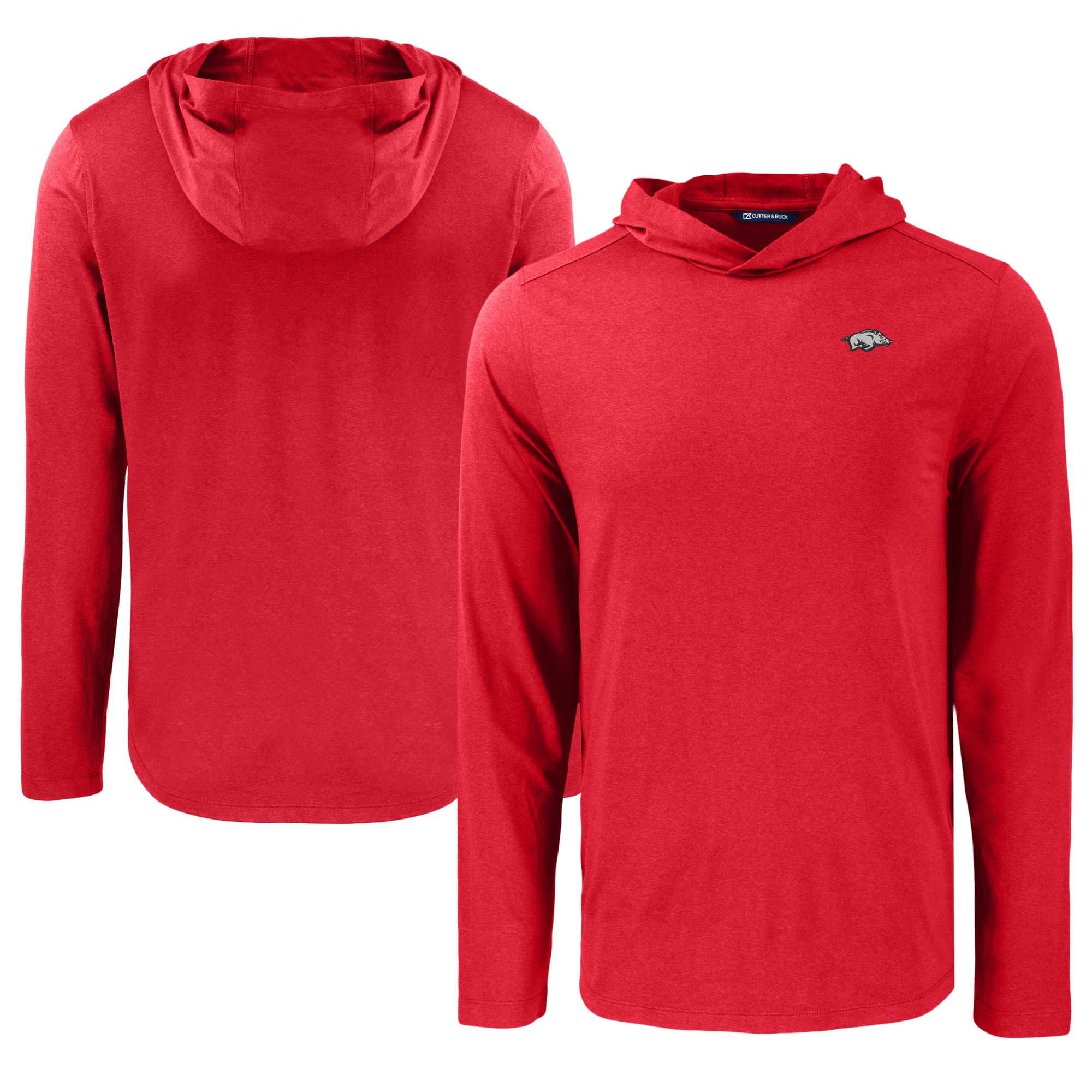 T-shirt à capuche manches longues Cutter & Buck Cardinal Arkansas Razorbacks Coastline Epic Comfort Eco Recycled pour homme