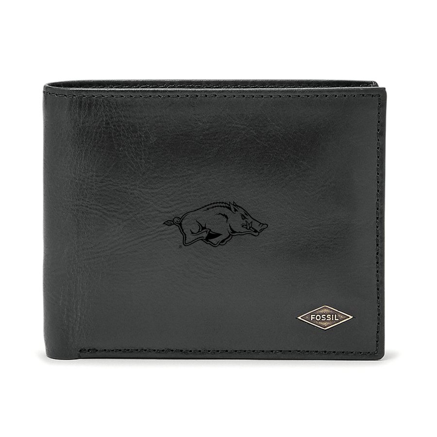 Men's Fossil Black Arkansas Razorbacks Ryan RFID Passcase