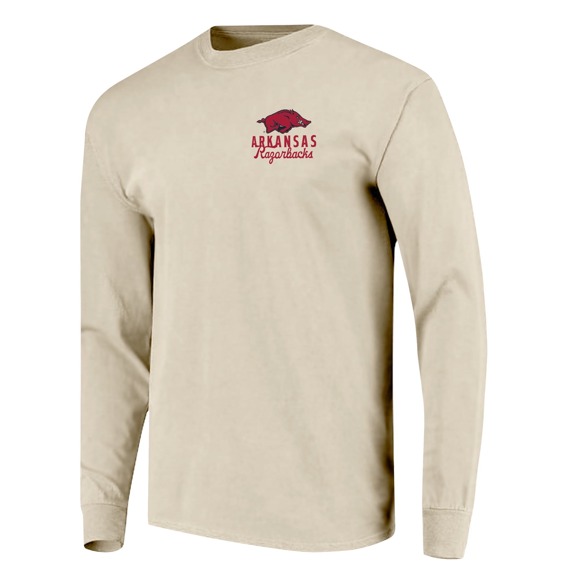 T-shirt à manches longues pour homme, motif mascotte des Arkansas Razorbacks, couleurs naturelles et confortables