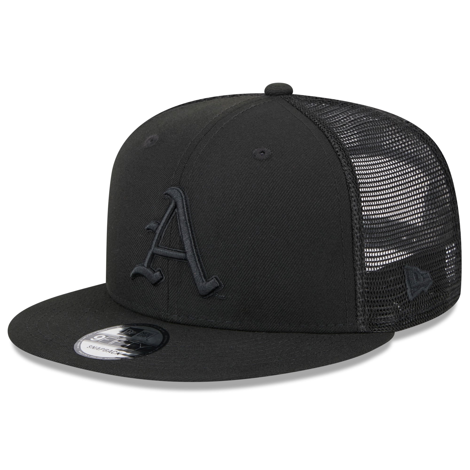 Arizona Razorbacks Hat Men's New Era Arkansas Razorbacks Black on Black 9FIFTY Trucker ...