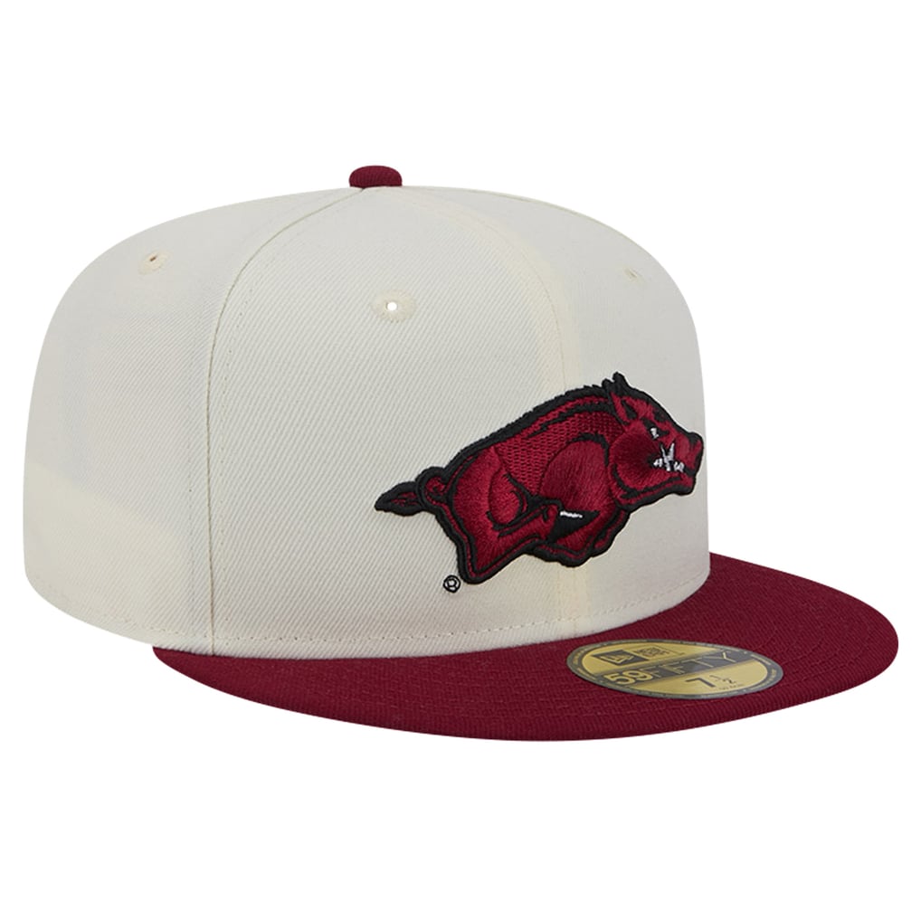 Men's New Era Arkansas Razorbacks Chrome White Vintage 59FIFTY Fitted Hat