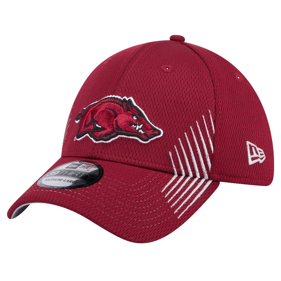 Plastic Razorback Hat Men's New Era Cardinal Arkansas Razorbacks Active Slash Sides 39THIRTY ...