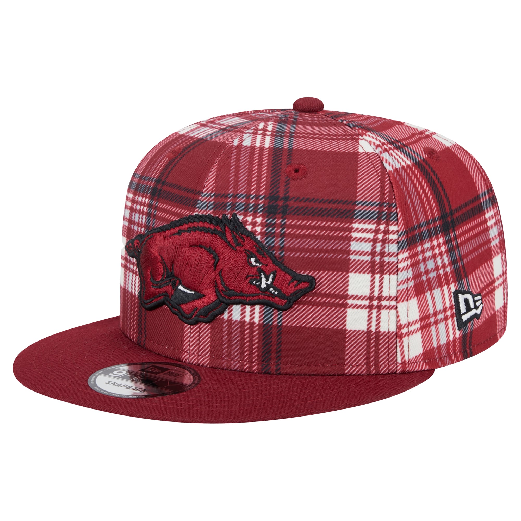 Plastic Razorback Hat Men's New Era Cardinal Arkansas Razorbacks Plaid 9FIFTY Snapback Hat