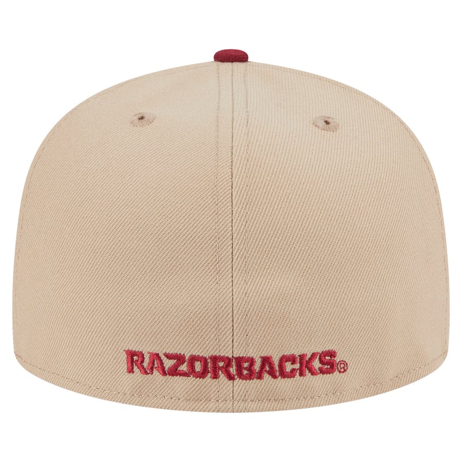 Men's New Era Khaki Arkansas Razorbacks Two-Tone 59FIFTY Fitted Hat