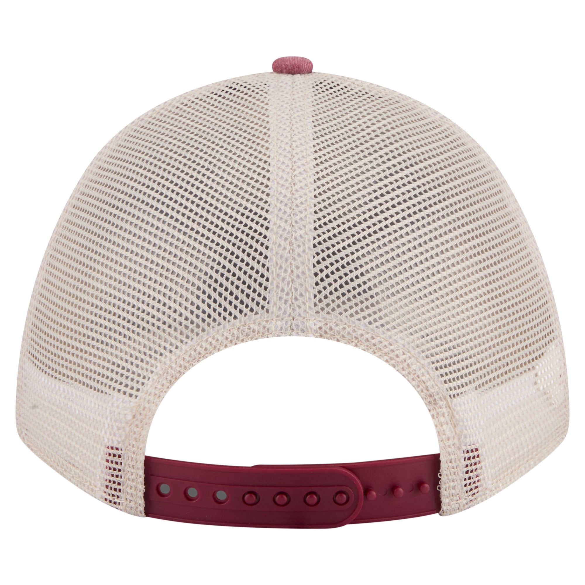 Men's New Era Stone/Cardinal Arkansas Razorbacks Frayed Patch 9FORTY M-Crown A-Frame Trucker Adjustable Hat