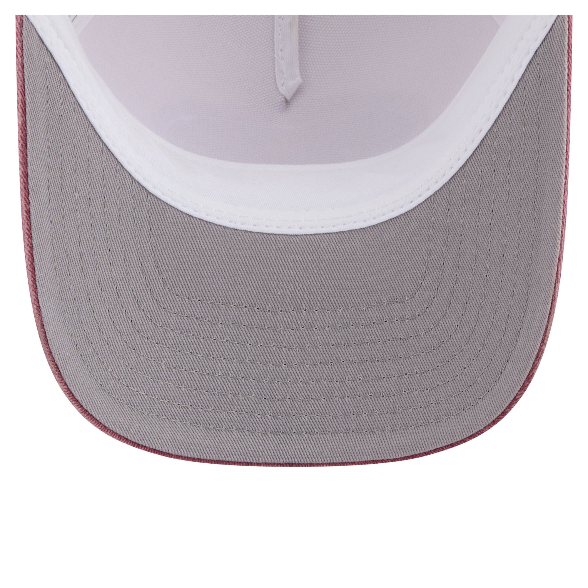 Men's New Era Stone/Cardinal Arkansas Razorbacks Frayed Patch 9FORTY M-Crown A-Frame Trucker Adjustable Hat