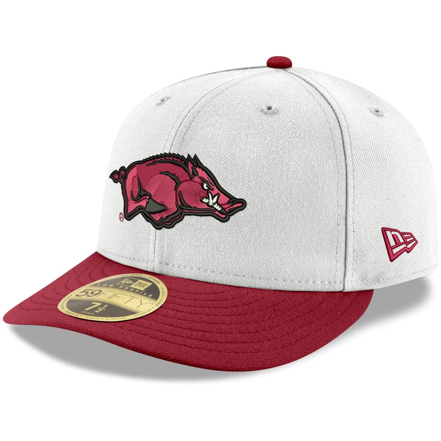 White Razorback Hat Men's New Era White/Cardinal Arkansas Razorbacks Basic Low Profile ...