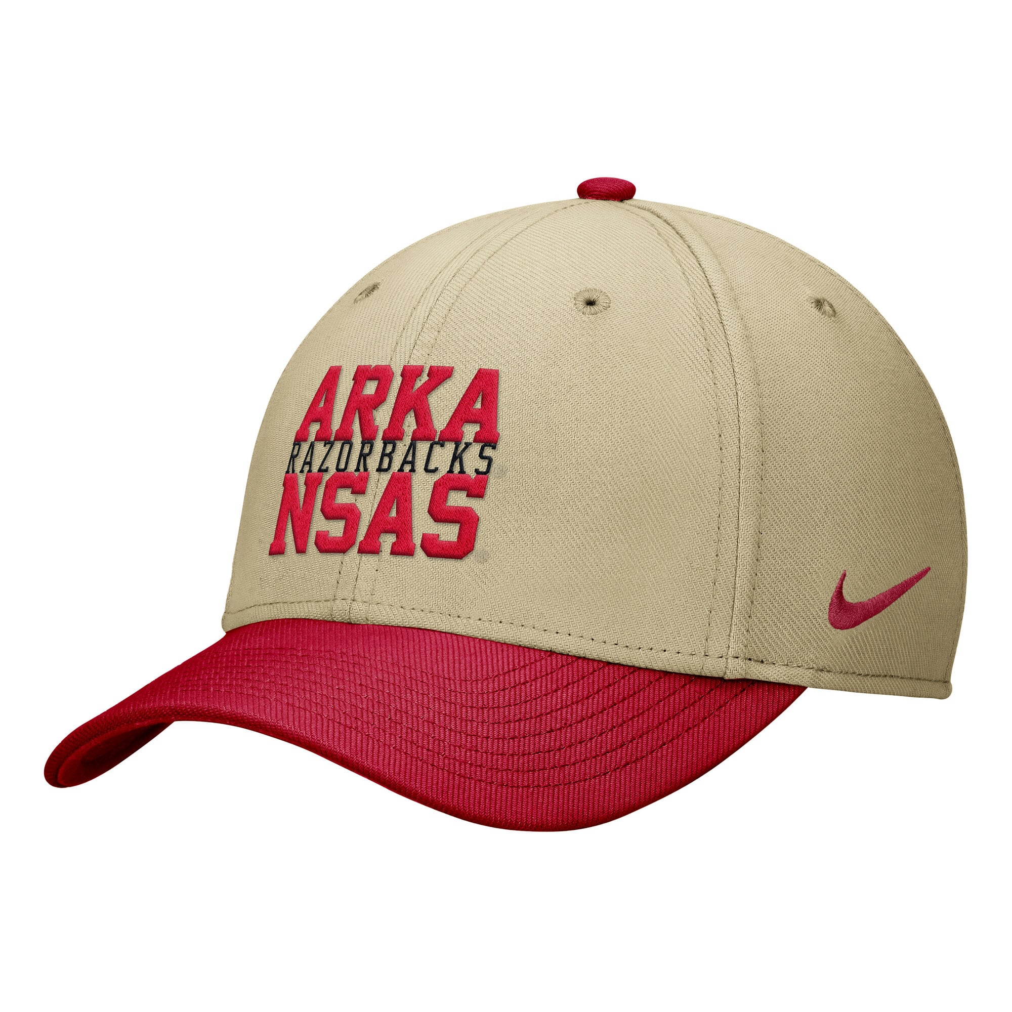 Men's Nike Beige/Cardinal Arkansas Razorbacks Dri-FIT SwooshFlex Hat