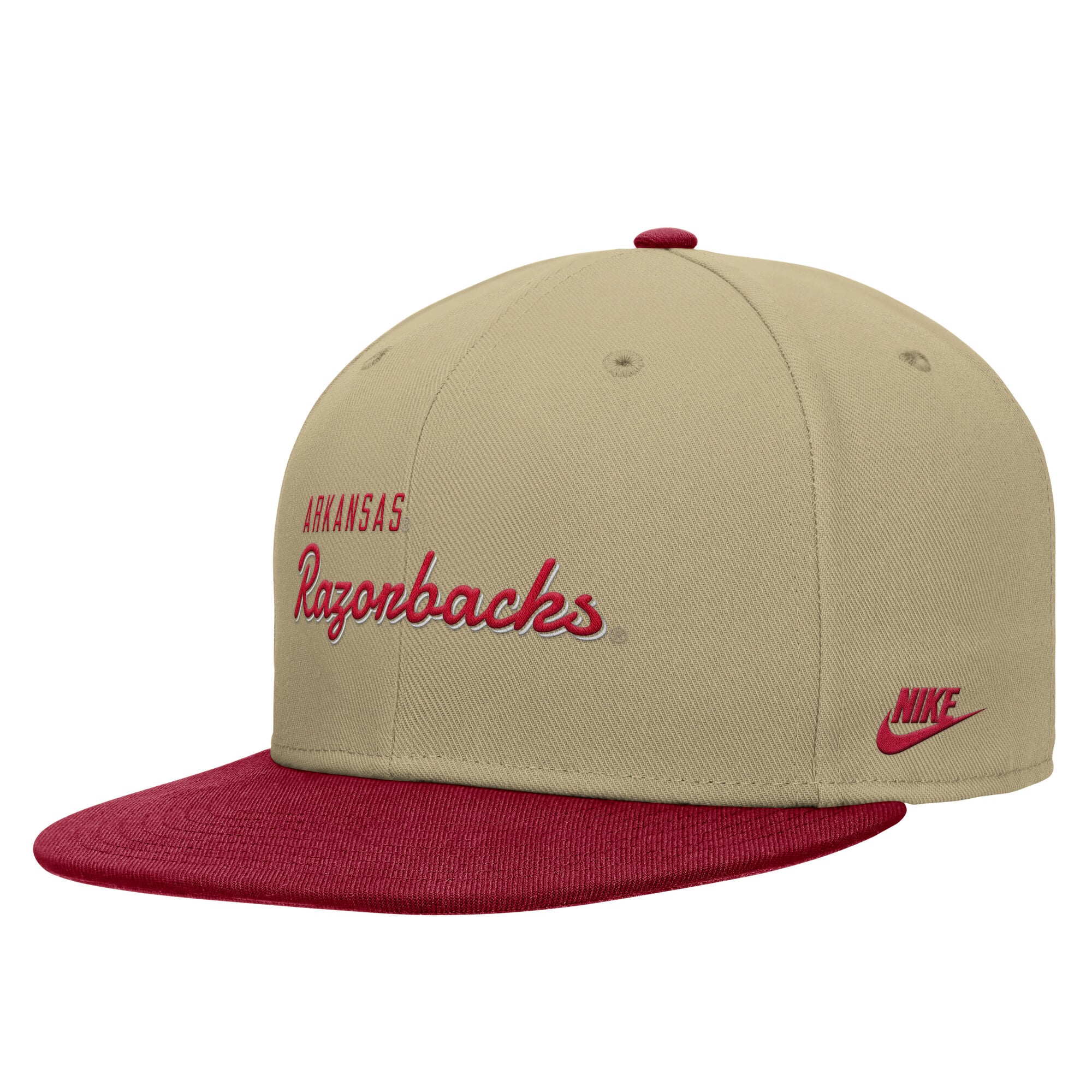 Men's Nike Beige/Cardinal Arkansas Razorbacks Pro Dri-FIT Snapback Hat