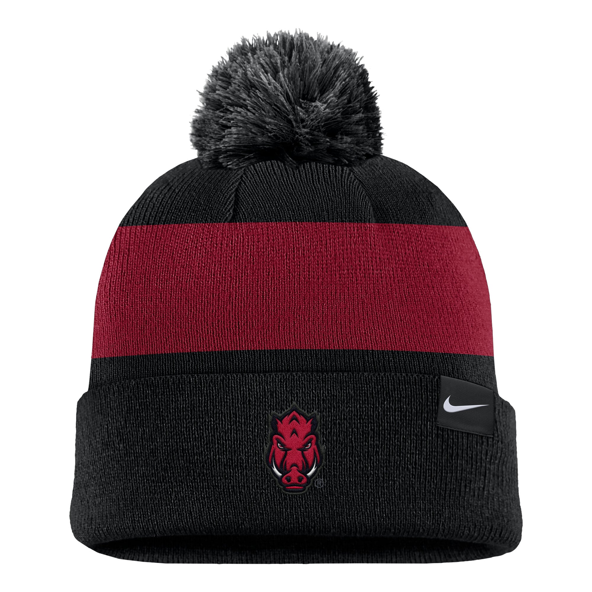 Bonnet à rayures et logo Nike Arkansas Razorbacks Primetime noir pour homme avec pompon