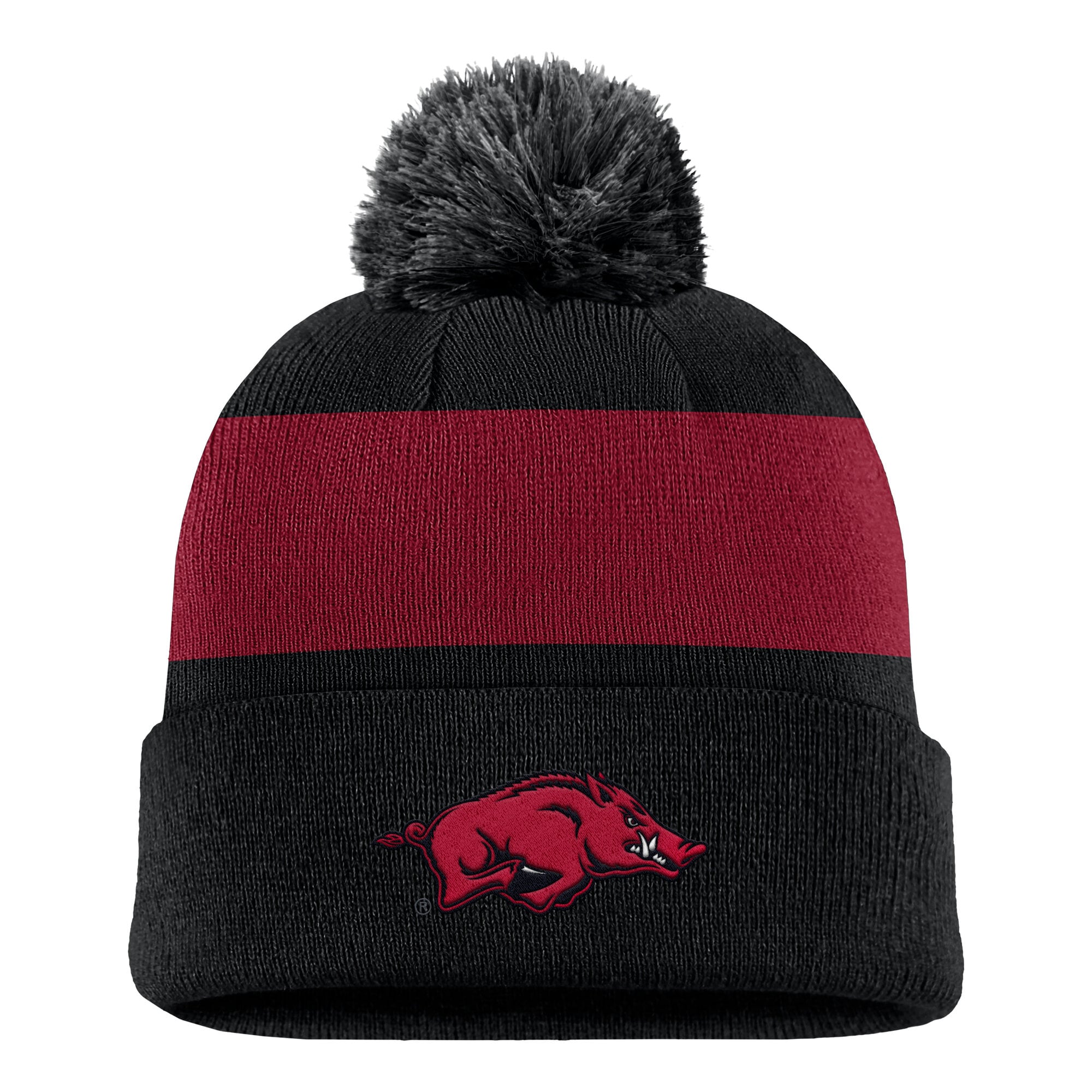 Bonnet à rayures et logo Nike Arkansas Razorbacks Primetime noir pour homme avec pompon