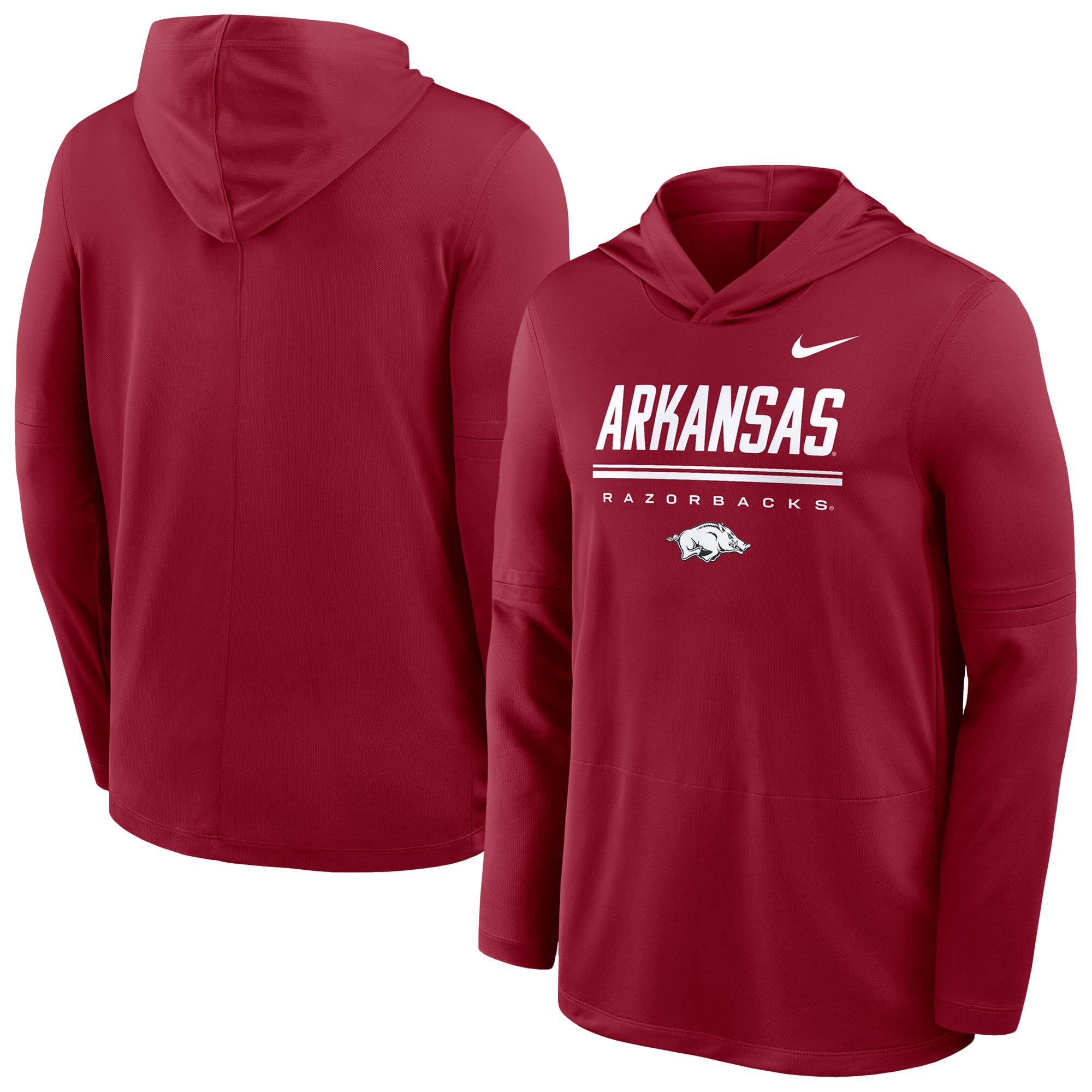 Men's Nike Cardinal Arkansas Razorbacks 2026 Sideline Dri-FIT Lightweight Hooded Top