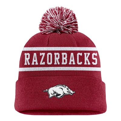 Bonnet à revers Nike Peak Arkansas Razorbacks avec pompon - Rouge cardinal
