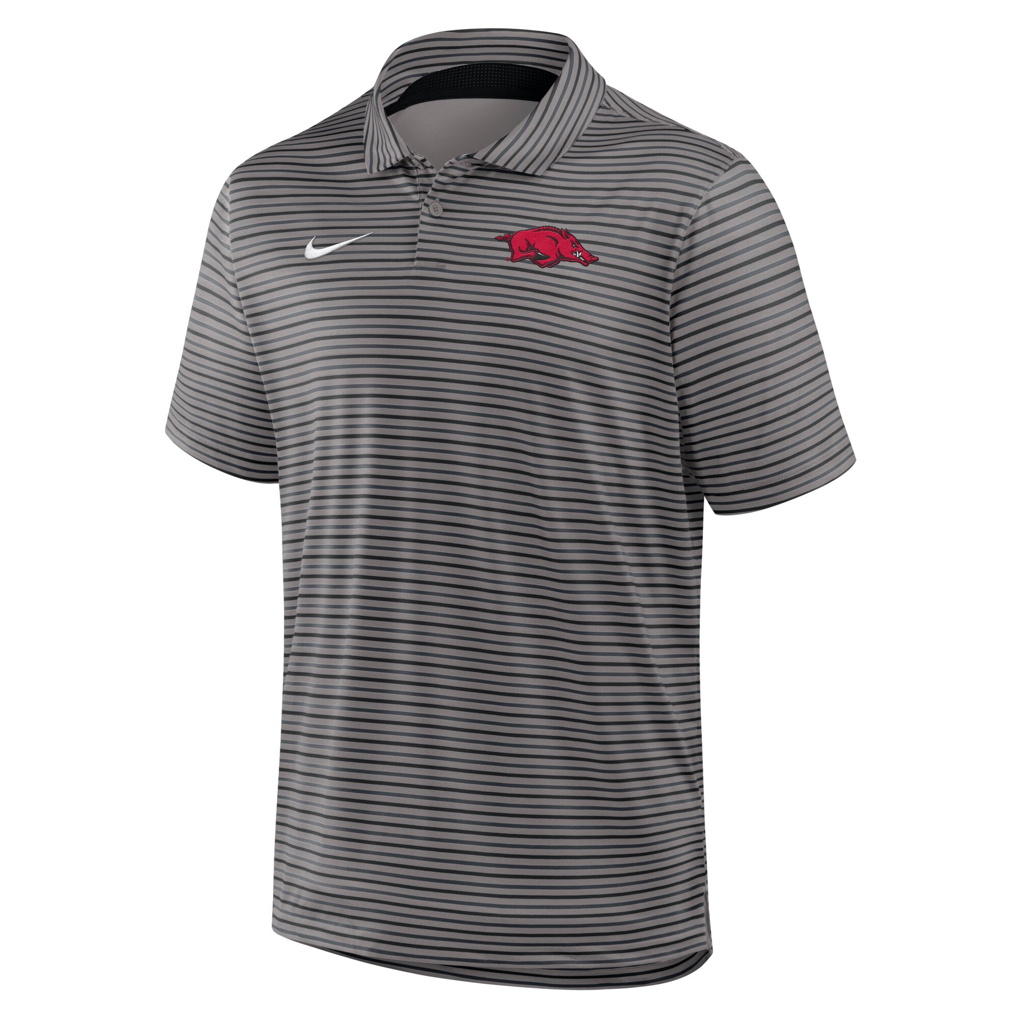 Polo Nike Dri-FIT Tour Stripe gris pour homme, Arkansas Razorbacks