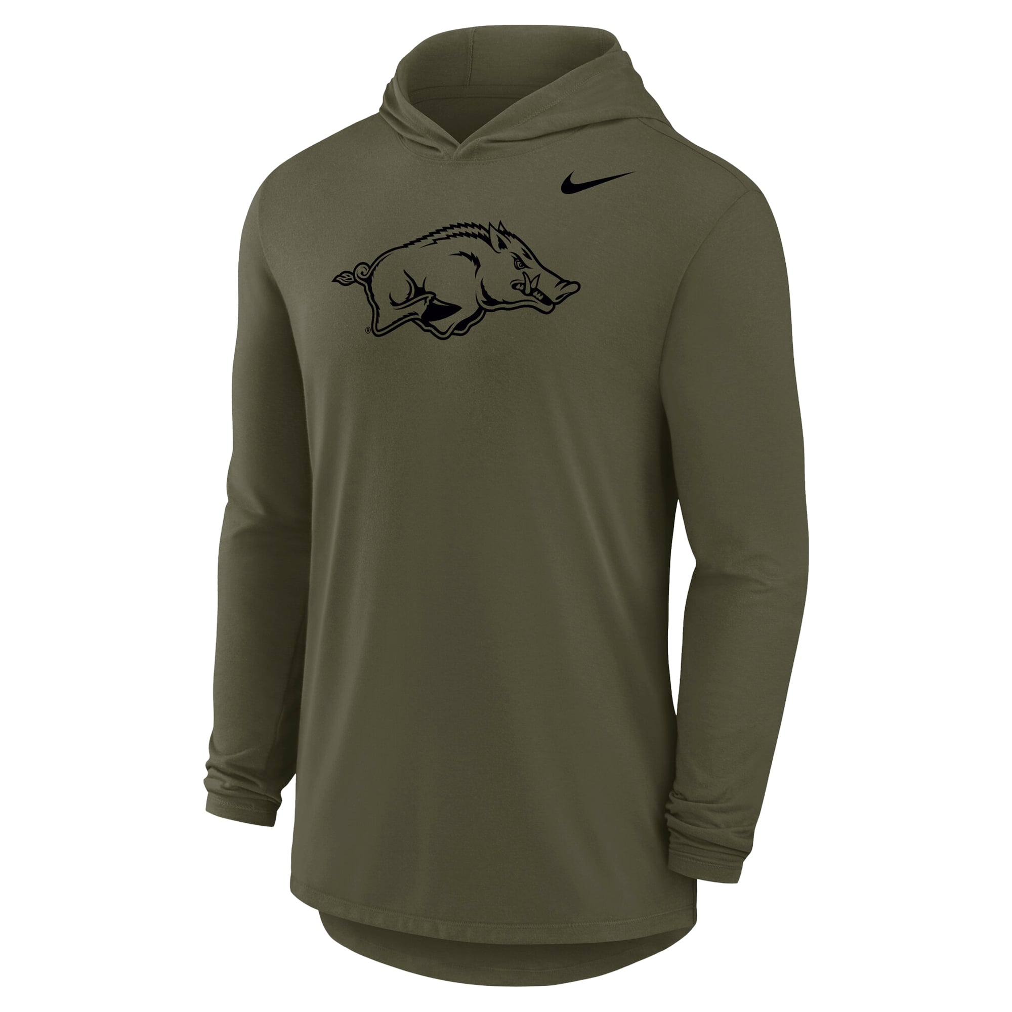 T-shirt à capuche manches longues Nike Arkansas Razorbacks Dri-FIT militaire olive pour homme