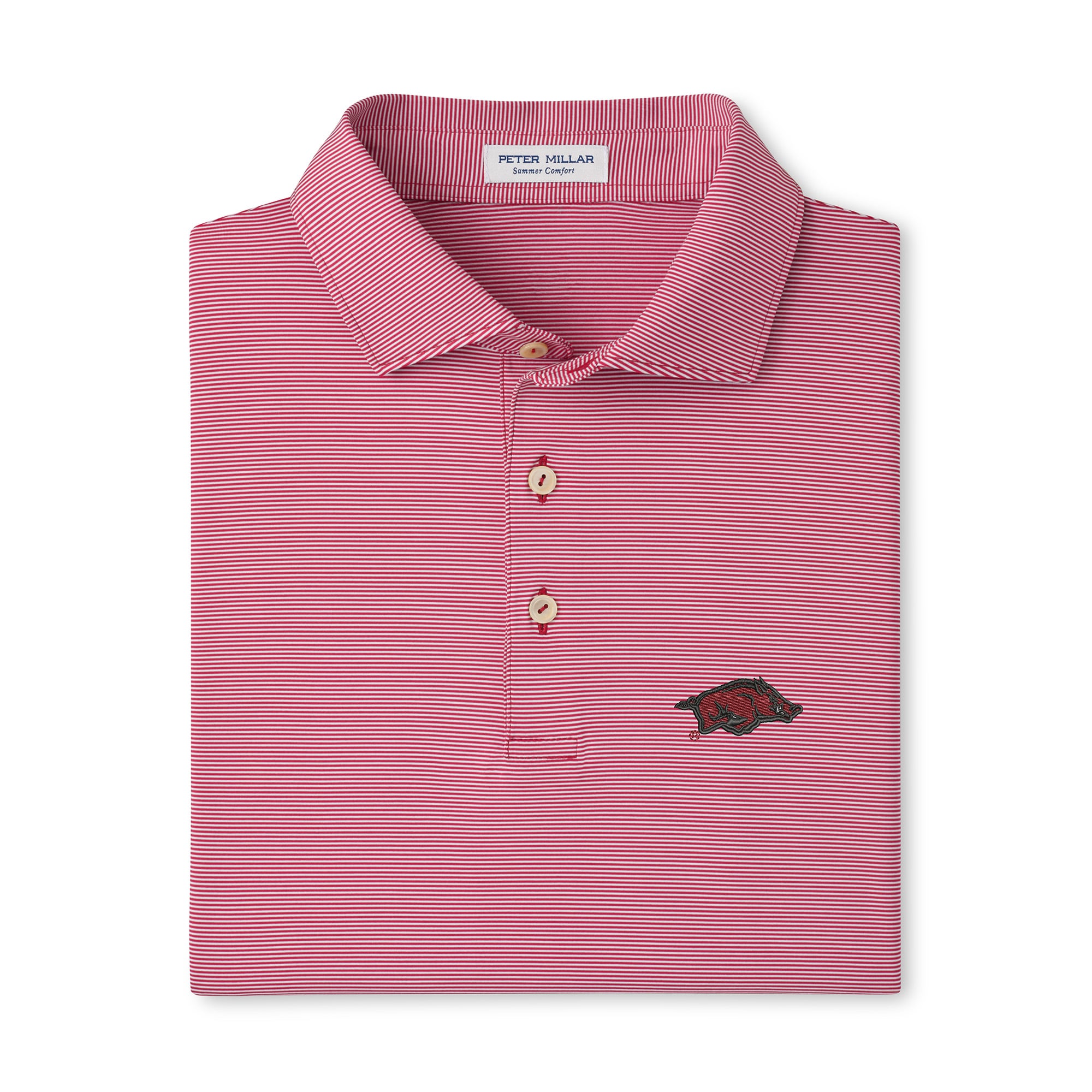 Men's Peter Millar Cardinal Arkansas Razorbacks Jubilee Stripe Stretch Jersey Polo
