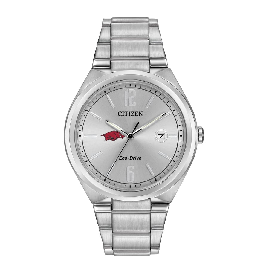 Silver Razorback Men's Silver Arkansas Razorbacks Citizen Eco-Drive Stainless Steel Watch
