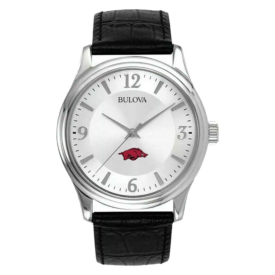Arkansas Razorbacks Watch Men's Silver Arkansas Razorbacks Leather Watch