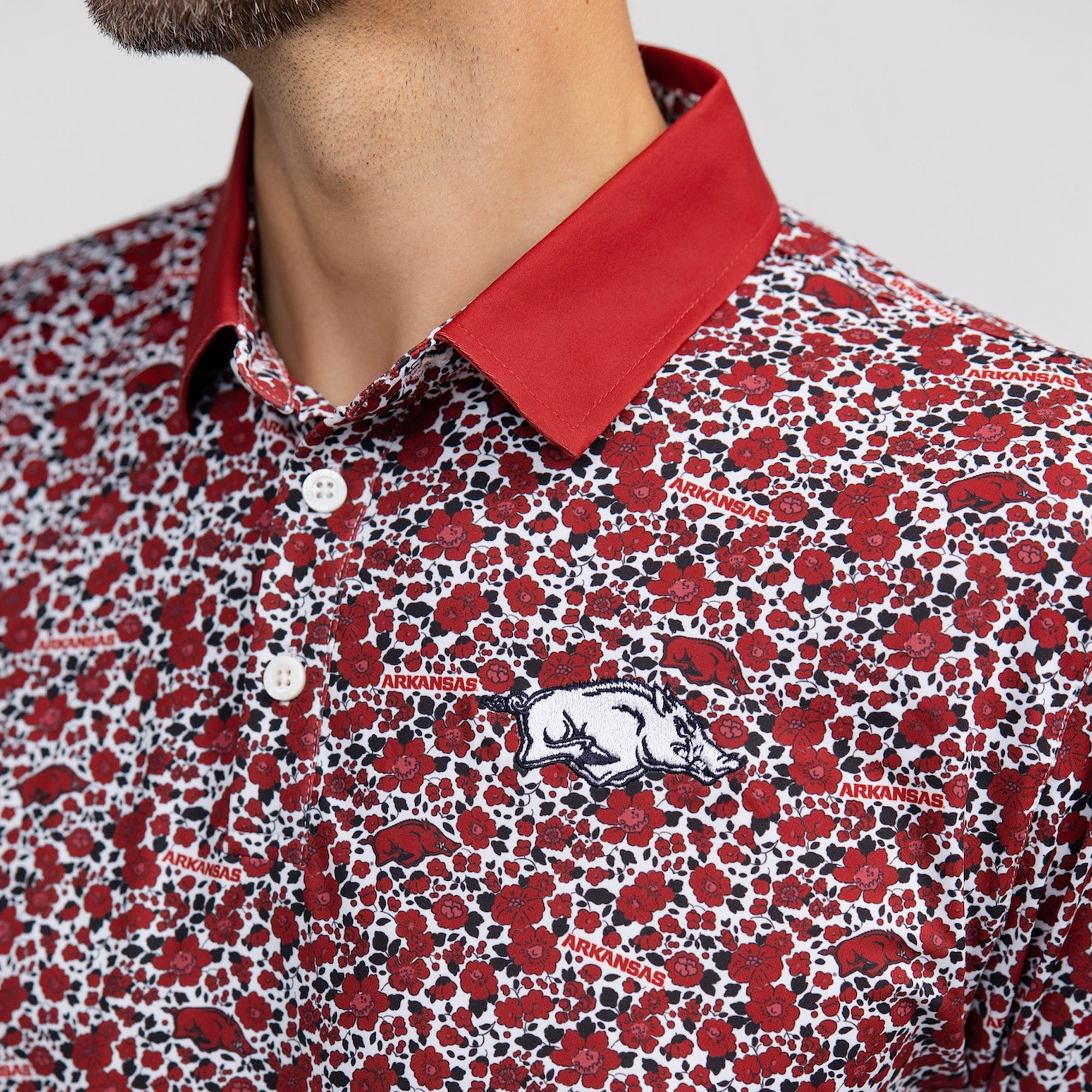 Men's Smith & Quinn Cardinal Arkansas Razorbacks Poppies Teddy Polo