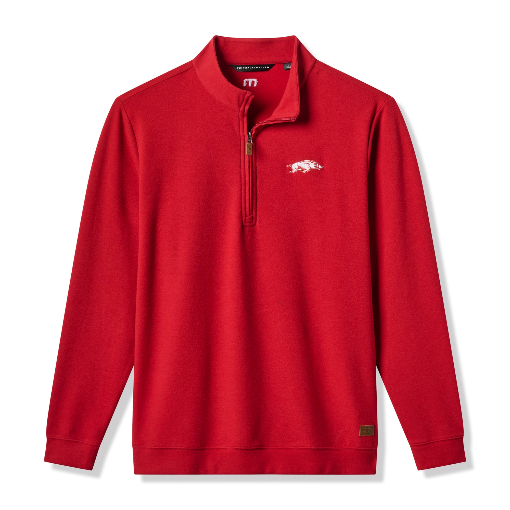 Men's TravisMathew Cardinal Arkansas Razorbacks Cloud Home Game Quarter-Zip Tri-Blend Pullover