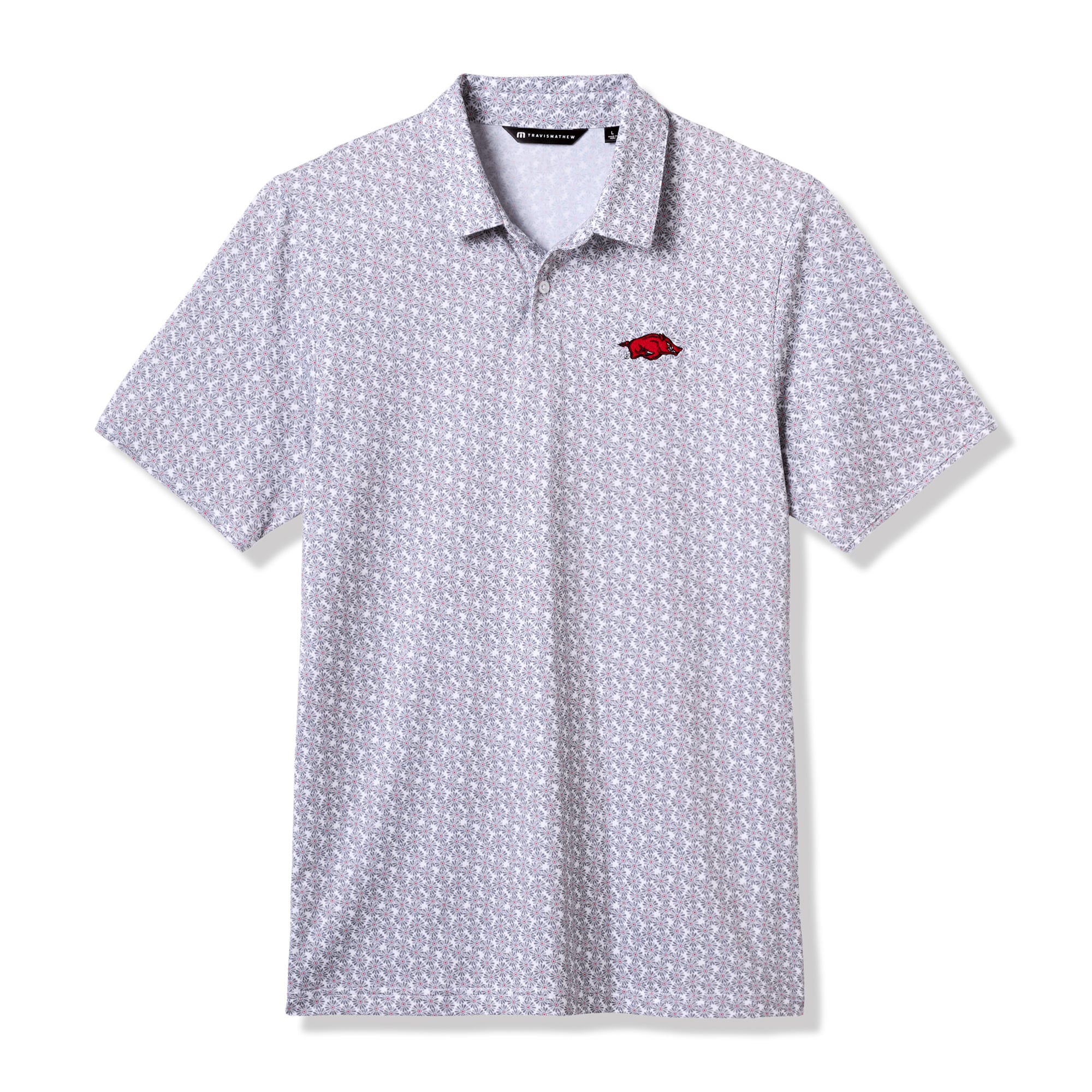 Polo TravisMathew blanc/gris Arkansas Razorbacks College Bound pour homme