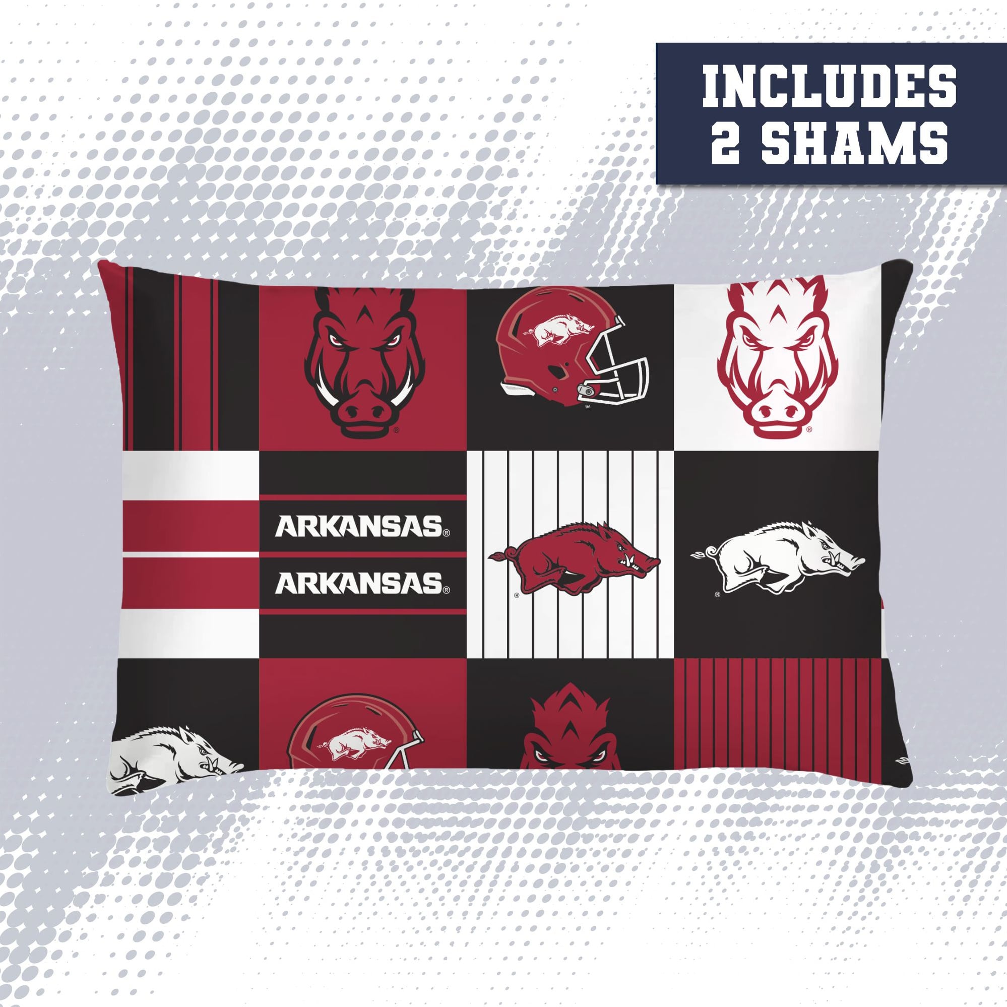 Pegasus Arkansas Razorbacks Patchwork Plaid Three-Piece Full/Queen Bed in a Bag Set