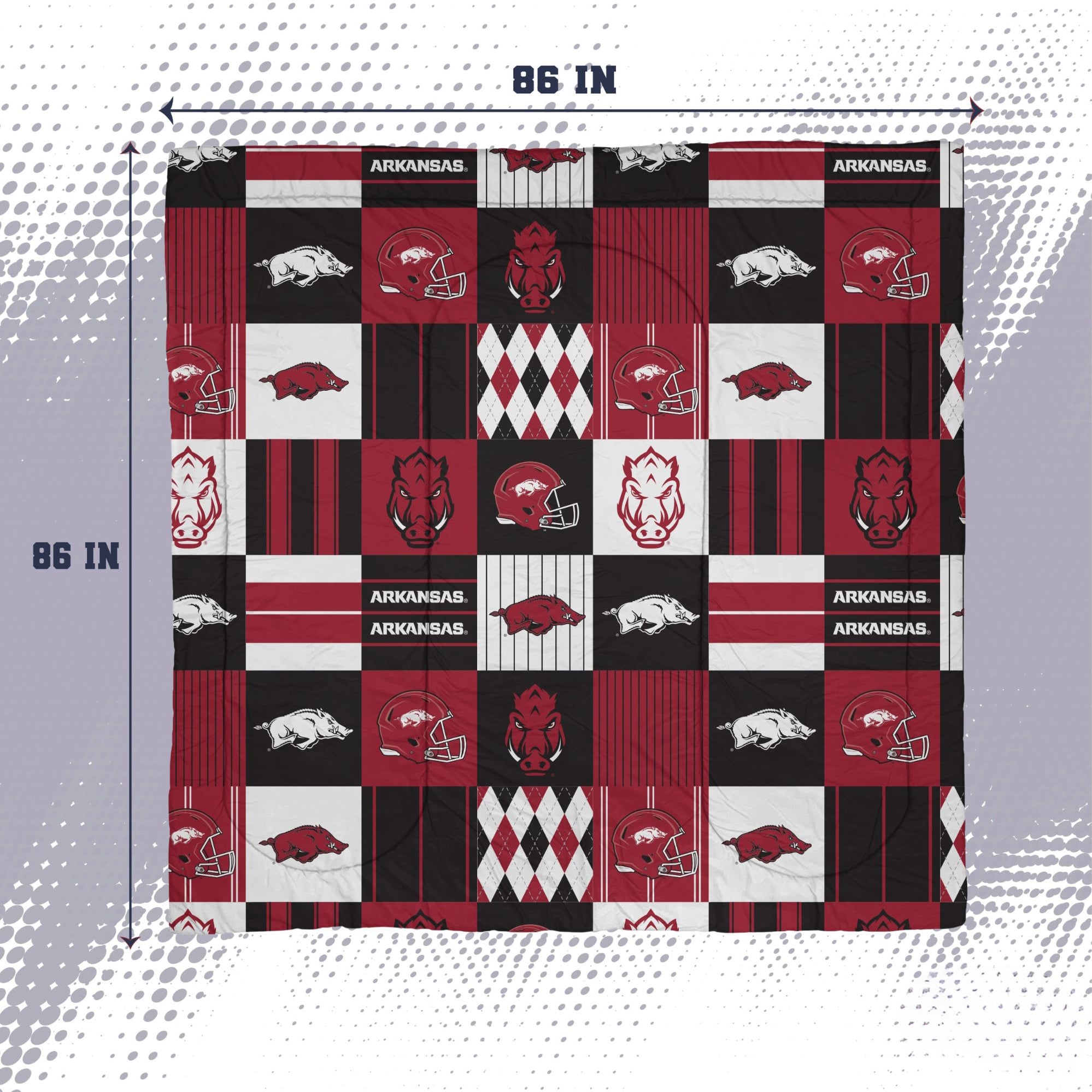 Pegasus Arkansas Razorbacks Patchwork Plaid Three-Piece Full/Queen Bed in a Bag Set