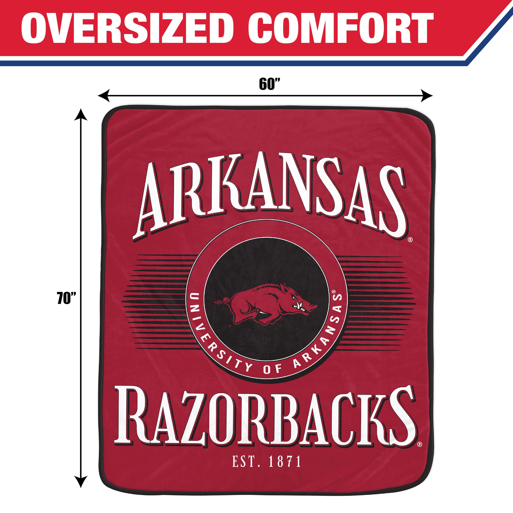 Couverture ultra douce Pegasus Arkansas Razorbacks Spotlight Arch 60" x 70"