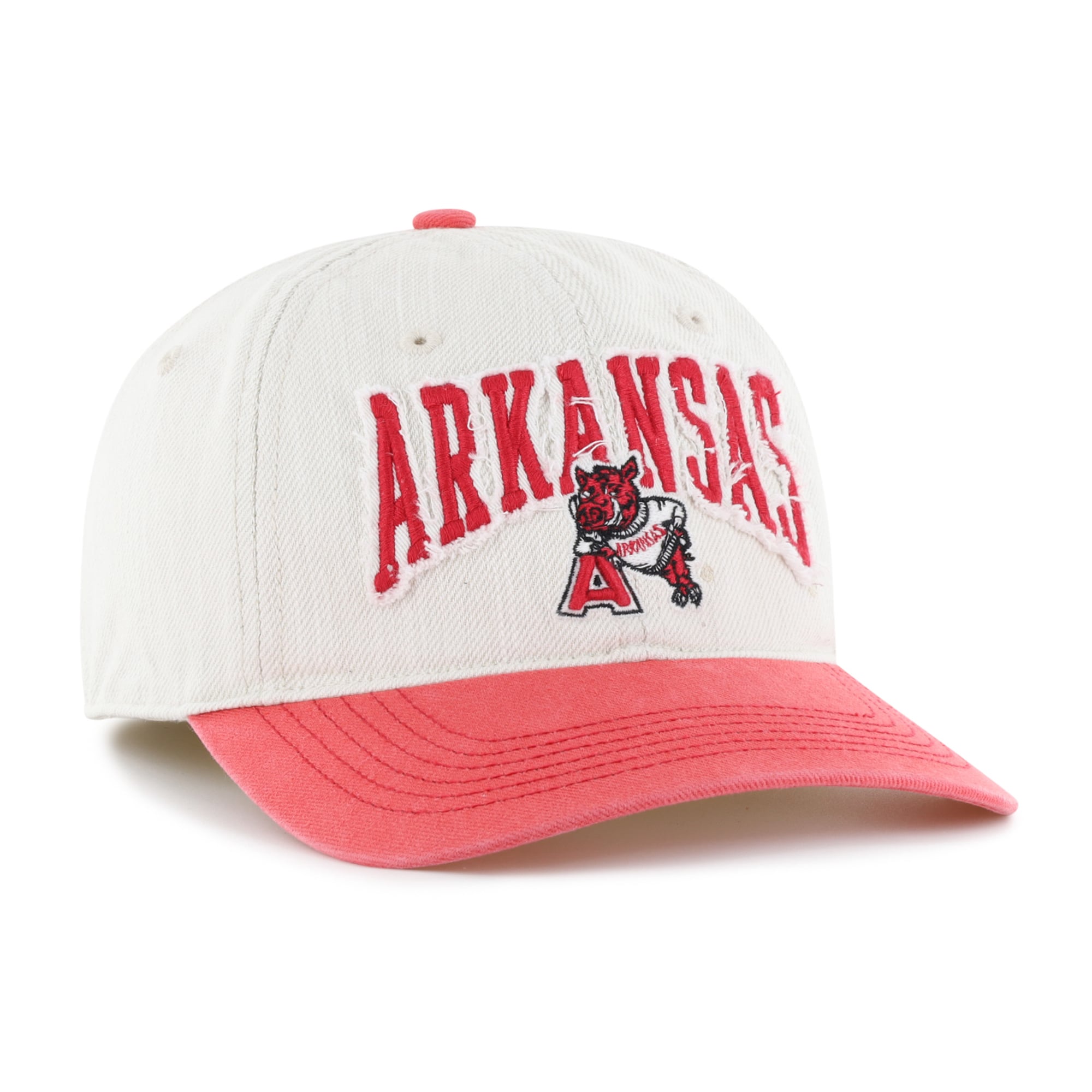 Casquette unisexe '47 Cream Arkansas Razorbacks Well Worn Clean Up Stretch Fit