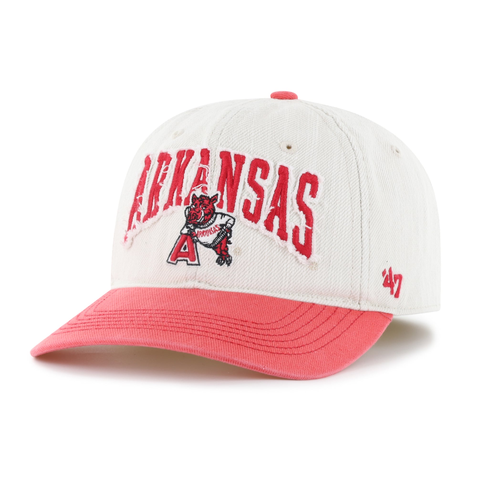 Casquette unisexe '47 Cream Arkansas Razorbacks Well Worn Clean Up Stretch Fit