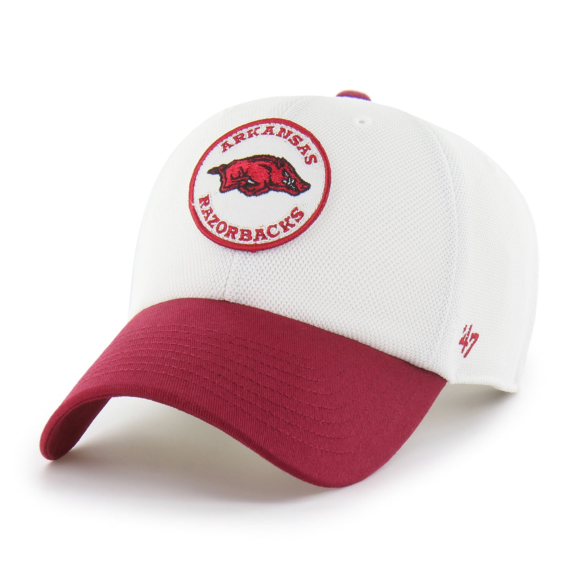 Casquette unisexe ajustable '47 White/Cardinal Arkansas Razorbacks Piqué Patch Clean Up
