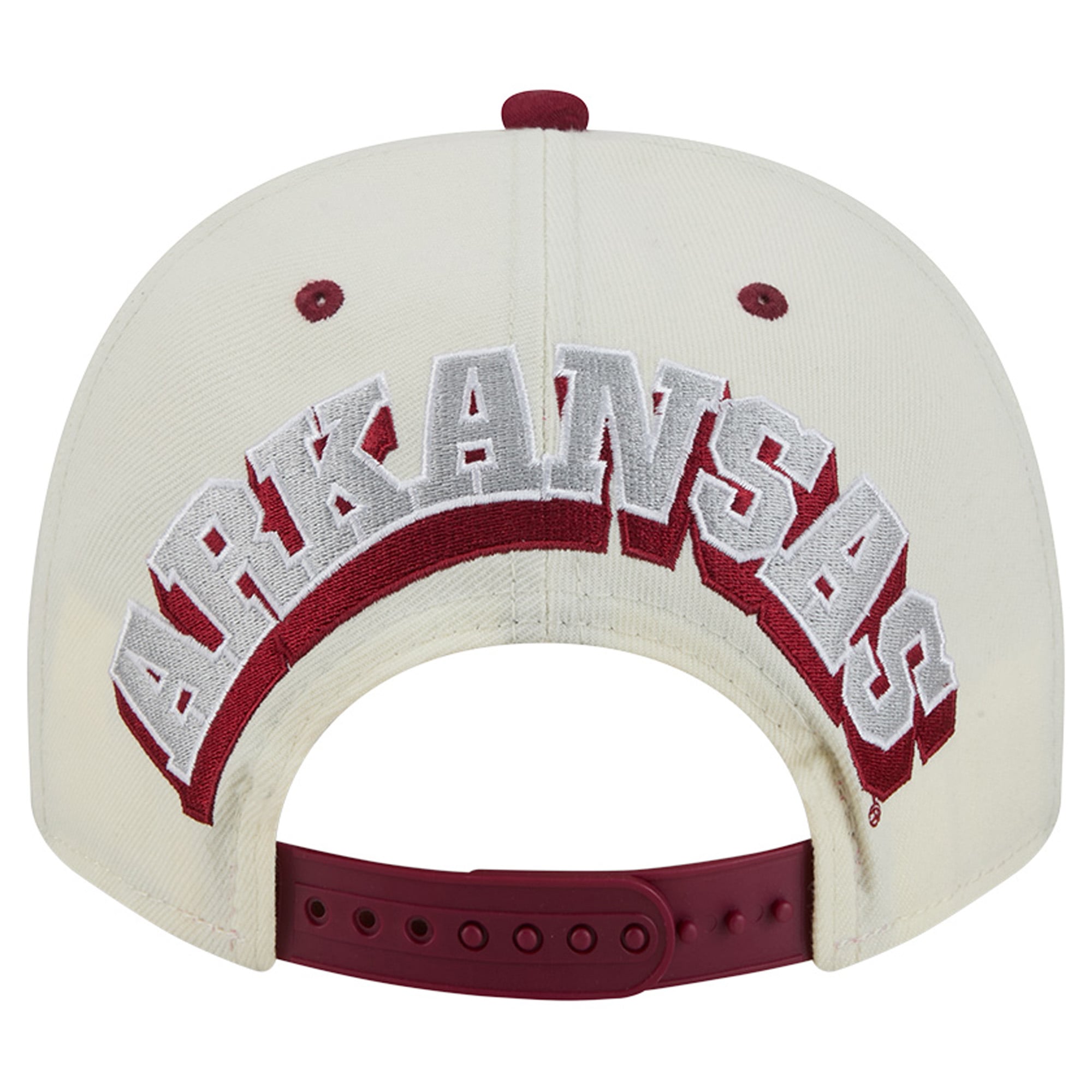 Casquette unisexe New Era blanche/rouge Arkansas Razorbacks 9FIFTY à fermeture snapback A-Frame