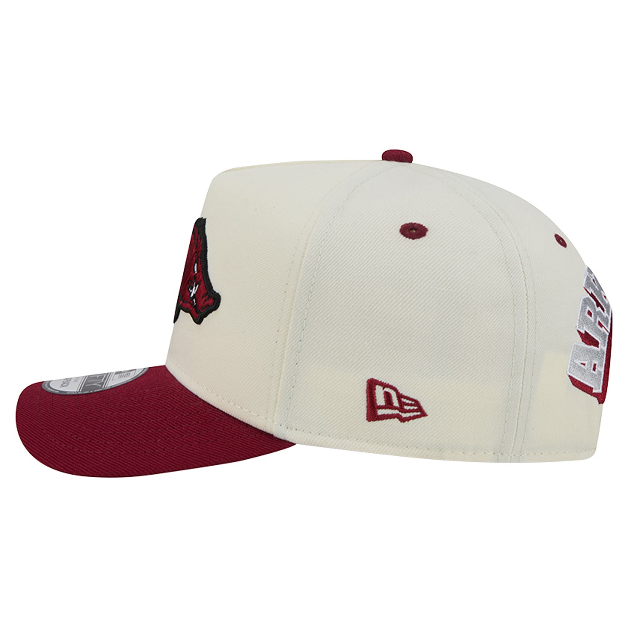 Casquette unisexe New Era blanche/rouge Arkansas Razorbacks 9FIFTY à fermeture snapback A-Frame