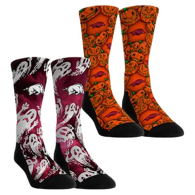  Arkansas Razorbacks Rock Em Unisex Halloween Crew Socks 2-Pack Set - Orange